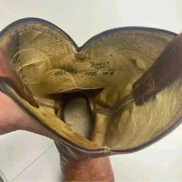 VTG TONY LAMA #5084 Leather Cowboy Western Boots Cognac Marble Brown 10 - B - Picture 12 of 14